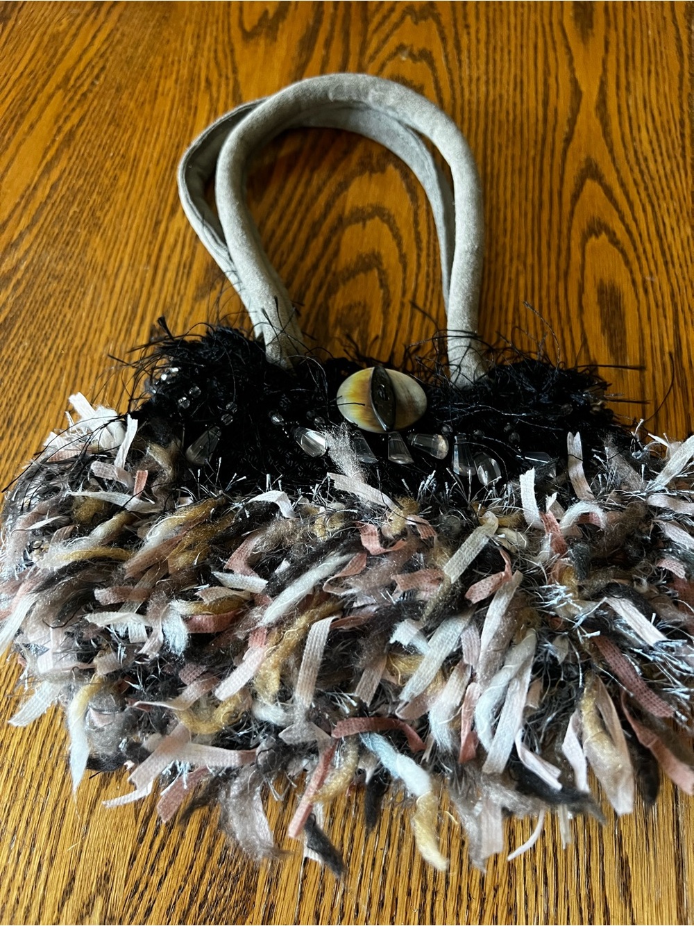 Plush Multi-Color Textured Women's Handbag
